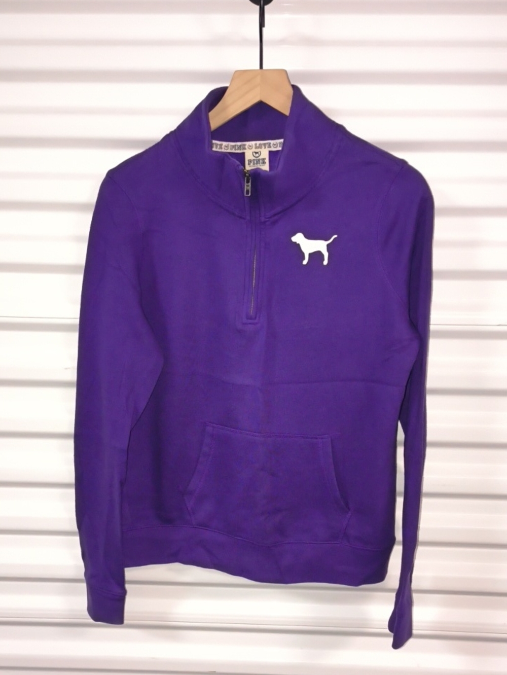 Victoria's Secret Pink Love Pink Letterings Quarter Zip Sweatshirt L